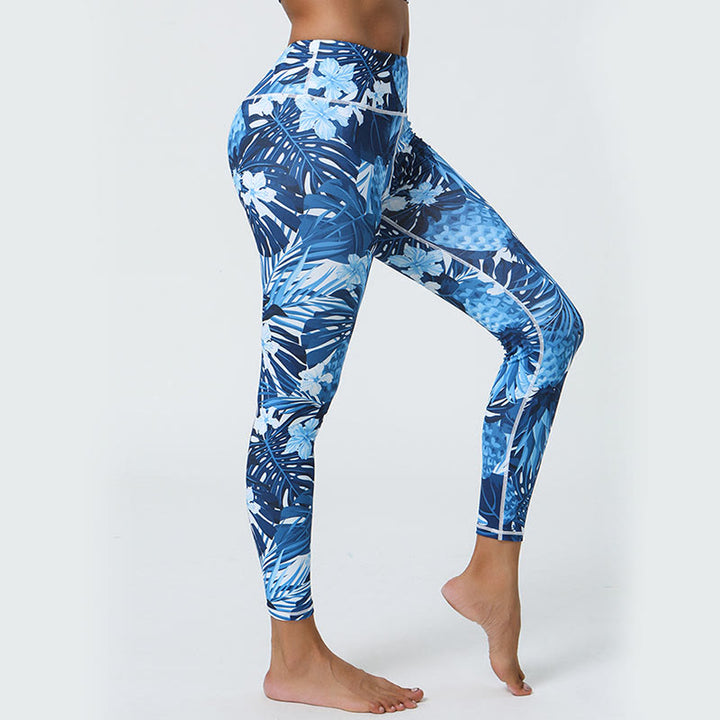 Buddha-Steine, Blumen, Blätter, Pusteblumen, Ananas-Print, Sport-Fitness-Leggings mit hoher Taille, Damen-Yogahose