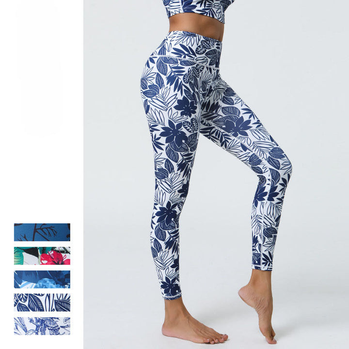 Buddha-Steine, Blumen, Blätter, Pusteblumen, Ananas-Print, Sport-Fitness-Leggings mit hoher Taille, Damen-Yogahose