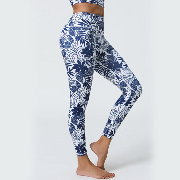 Buddha-Steine, Blumen, Blätter, Pusteblumen, Ananas-Print, Sport-Fitness-Leggings mit hoher Taille, Damen-Yogahose