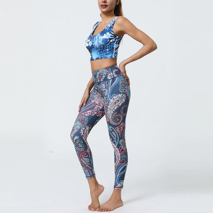 Buddha Steine Blumen Federn Sonne Mond Druck Sport Fitness Yoga Hohe Taille Leggings frauen Hosen