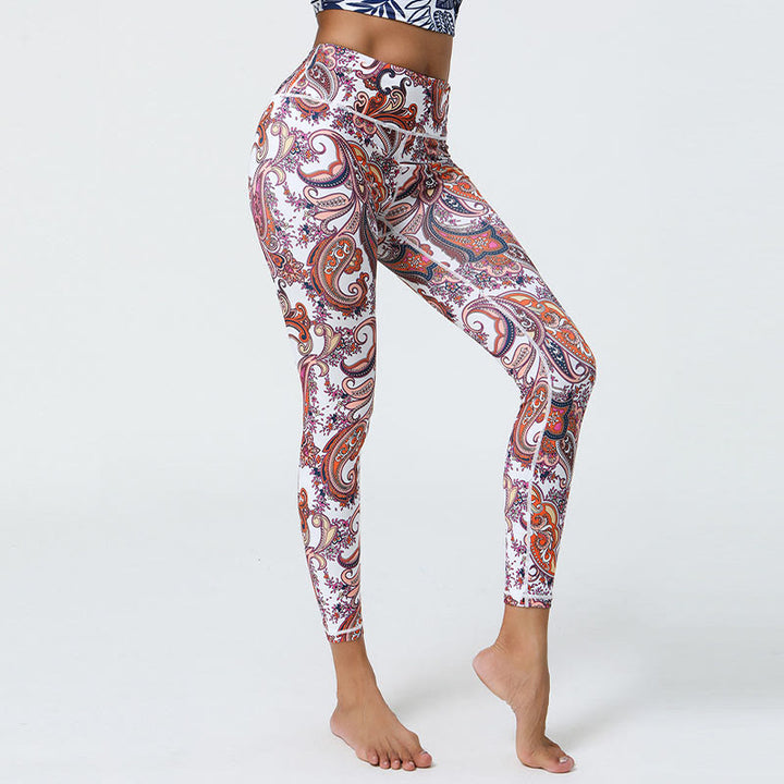 Leggings mit Buddha Stones, Blumen, Federn, Sonne und Mond-Print, Sport-, Fitness- und Yoga-Leggings mit hohem Bund für Damen - image 18