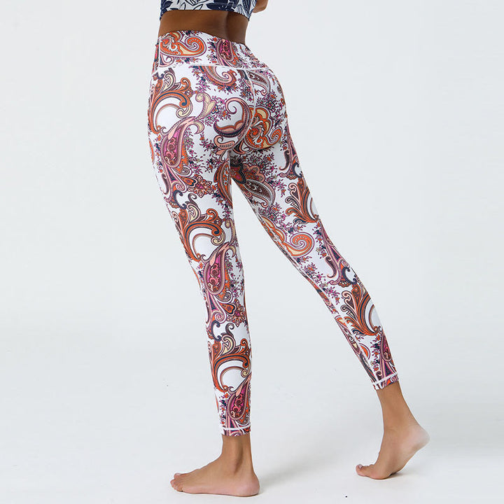 Leggings mit Buddha Stones, Blumen, Federn, Sonne und Mond-Print, Sport-, Fitness- und Yoga-Leggings mit hohem Bund für Damen - image 19