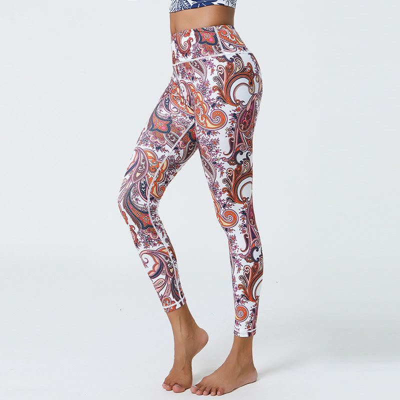 Leggings mit Buddha Stones, Blumen, Federn, Sonne und Mond-Print, Sport-, Fitness- und Yoga-Leggings mit hohem Bund für Damen - image 17