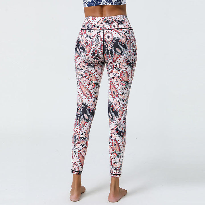Leggings mit Buddha Stones, Blumen, Federn, Sonne und Mond-Print, Sport-, Fitness- und Yoga-Leggings mit hohem Bund für Damen - image 24