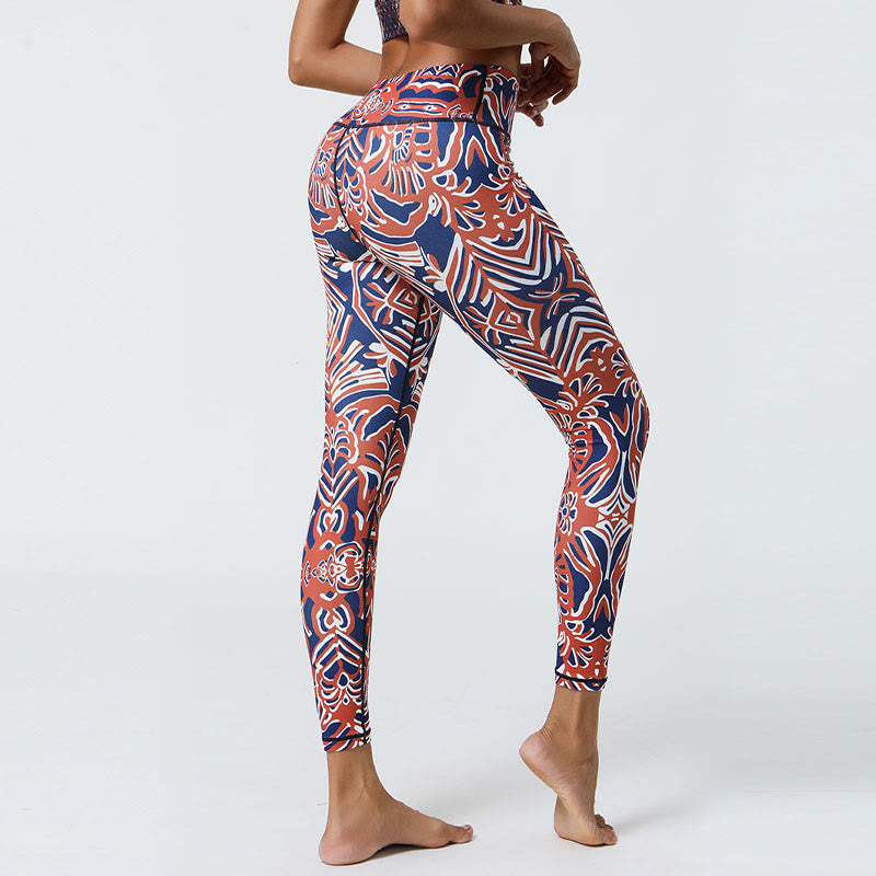 Leggings mit Buddha Stones, Blumen, Federn, Sonne und Mond-Print, Sport-, Fitness- und Yoga-Leggings mit hohem Bund für Damen - image 29