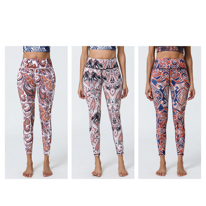 Buddha Steine Blumen Federn Sonne Mond Druck Sport Fitness Yoga Hohe Taille Leggings frauen Hosen