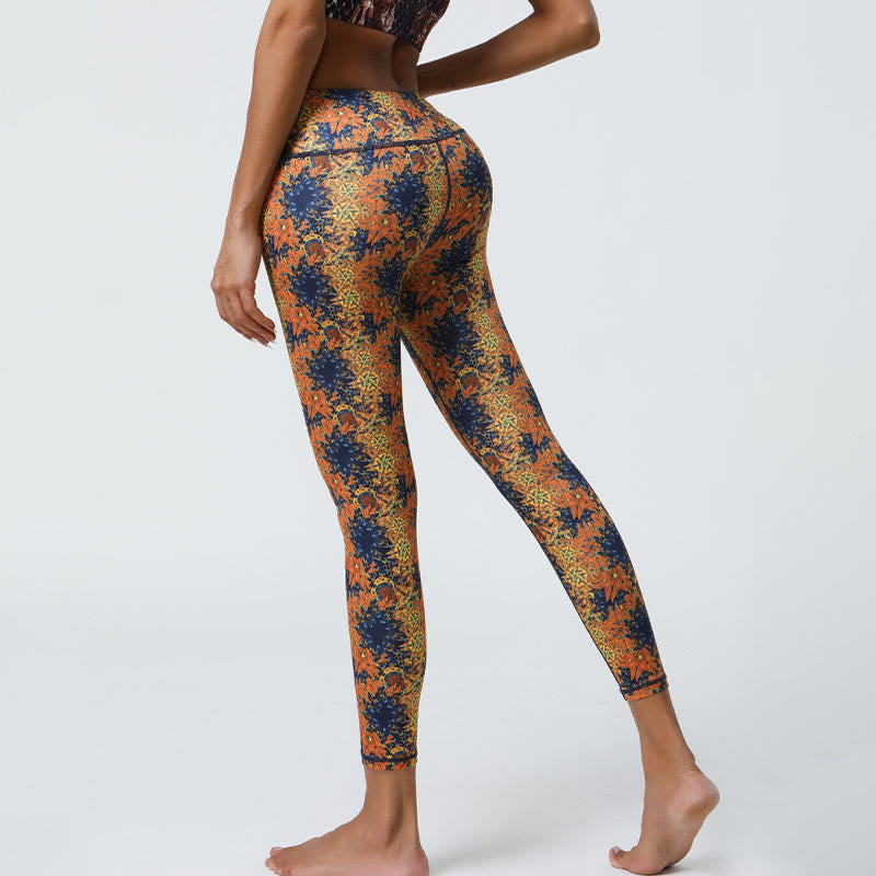 Buddha-Steine, Blumen, geometrische Mandalas, Druck, Sport, Fitness, Yoga, hohe Taille, Leggings für Damen