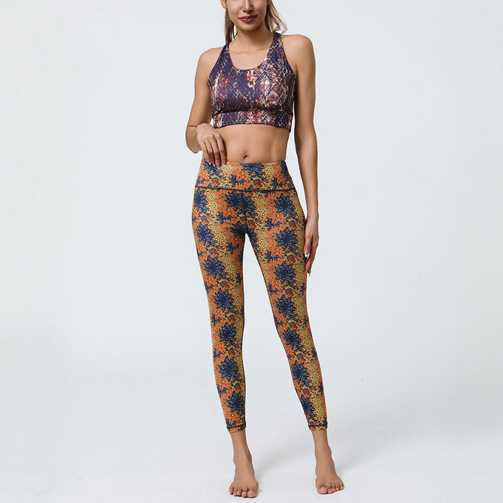 Buddha-Steine, Blumen, geometrische Mandalas, Druck, Sport, Fitness, Yoga, hohe Taille, Leggings für Damen