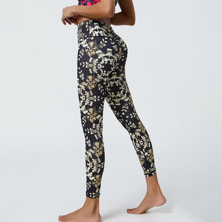 Buddha-Steine, Blumen, geometrische Mandalas, Druck, Sport, Fitness, Yoga, hohe Taille, Leggings für Damen