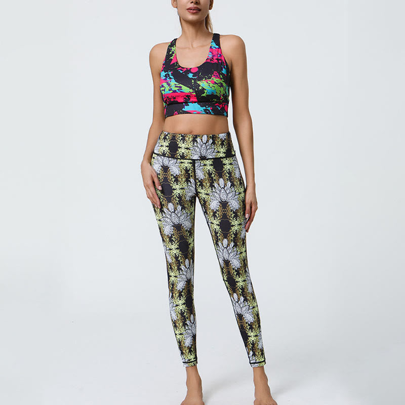 Buddha-Steine, Blumen, geometrische Mandalas, Druck, Sport, Fitness, Yoga, hohe Taille, Leggings für Damen - image 20