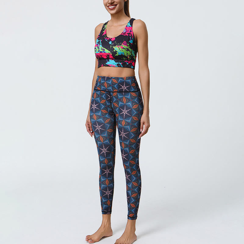 Buddha-Steine, Blumen, geometrische Mandalas, Druck, Sport, Fitness, Yoga, hohe Taille, Leggings für Damen - image 25