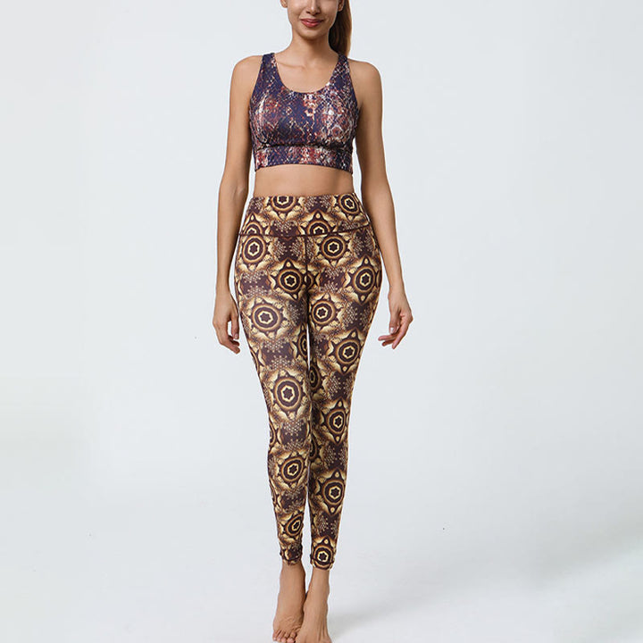 Buddha-Steine, Blumen, geometrische Mandalas, Druck, Sport, Fitness, Yoga, hohe Taille, Leggings für Damen