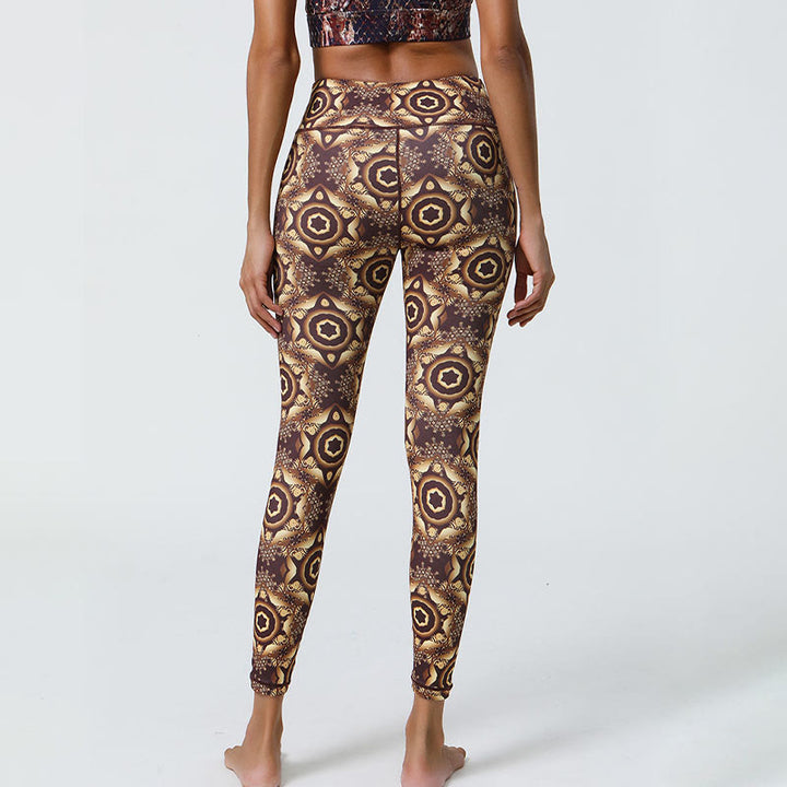 Buddha-Steine, Blumen, geometrische Mandalas, Druck, Sport, Fitness, Yoga, hohe Taille, Leggings für Damen