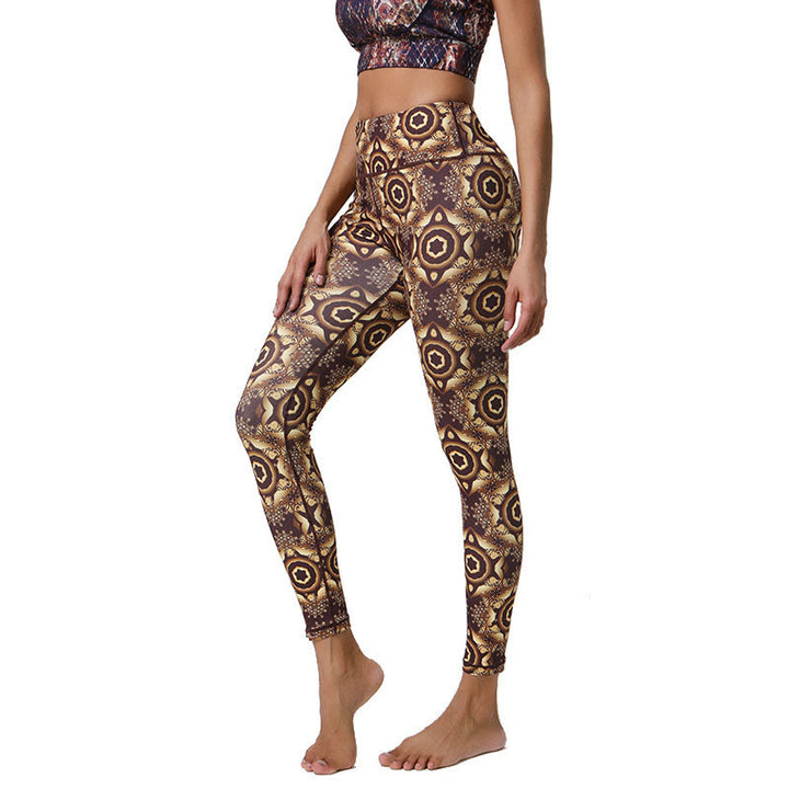 Buddha-Steine, Blumen, geometrische Mandalas, Druck, Sport, Fitness, Yoga, hohe Taille, Leggings für Damen