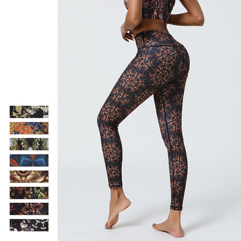 Buddha-Steine, Blumen, geometrische Mandalas, Druck, Sport, Fitness, Yoga, hohe Taille, Leggings für Damen - image 34