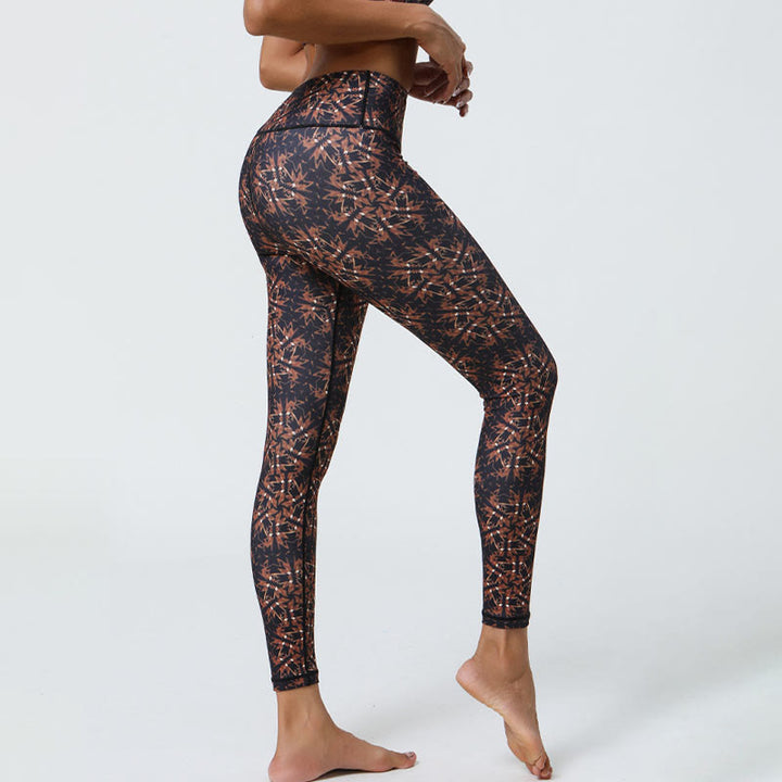 Buddha-Steine, Blumen, geometrische Mandalas, Druck, Sport, Fitness, Yoga, hohe Taille, Leggings für Damen