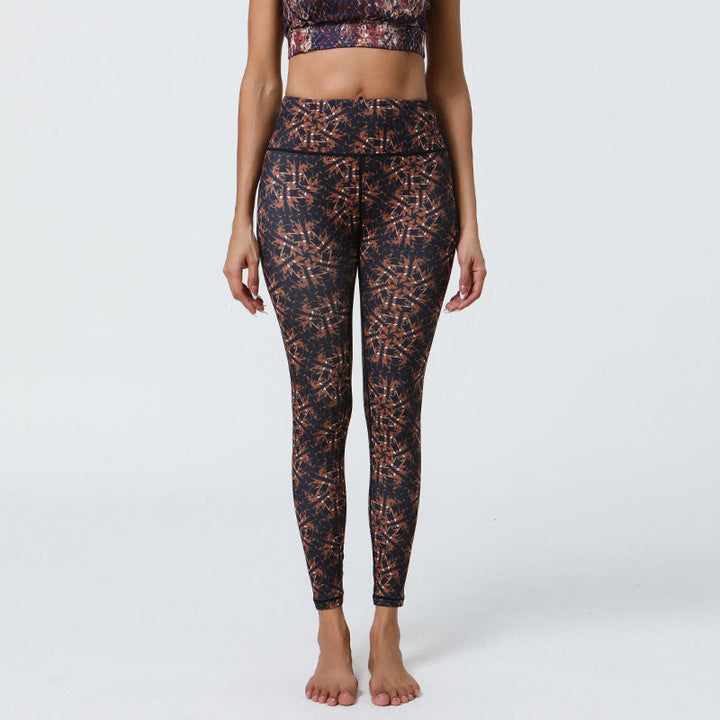 Buddha-Steine, Blumen, geometrische Mandalas, Druck, Sport, Fitness, Yoga, hohe Taille, Leggings für Damen - Braun Dunkelblau Geometrisch - US12, UK/AU16, EU44 (XL) - image 31