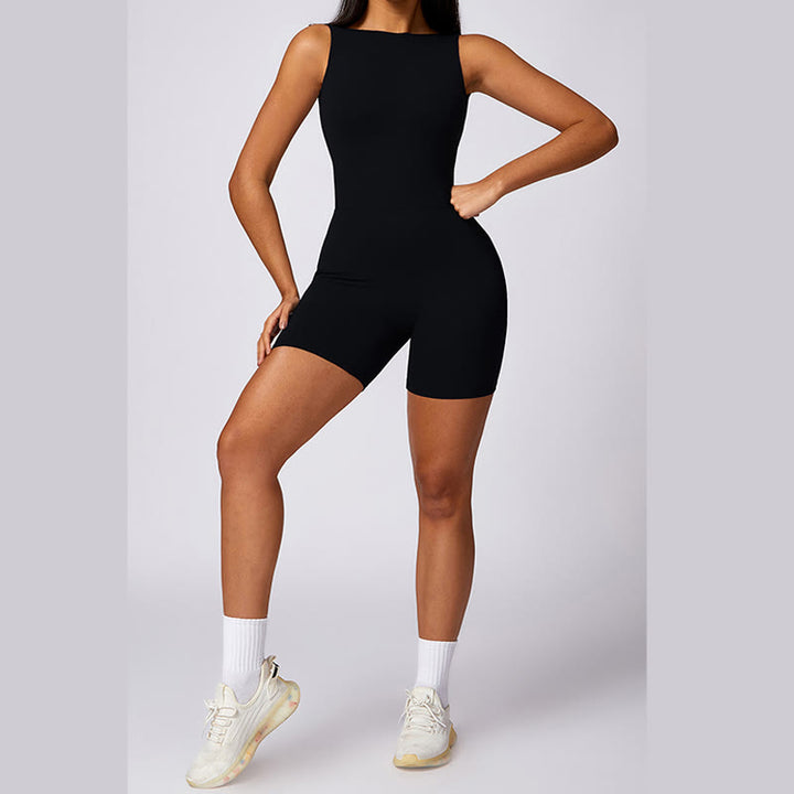 Buddha Steine Rückenfrei Jumpsuit Strampler Sport Gym Fitness Yoga Damen Bodysuit