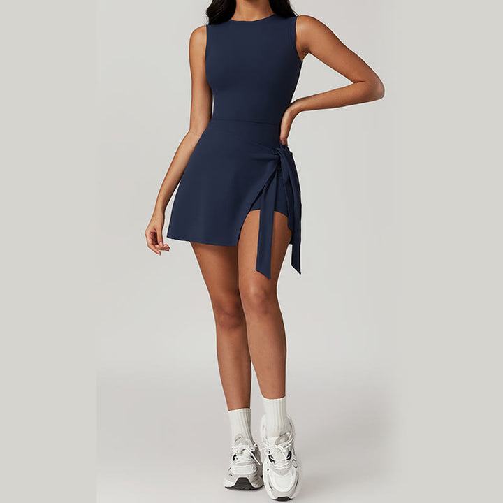 Buddha Stones Einfarbiges Sport-Tennis-Yoga-Schnürkleid für Damen - image 7