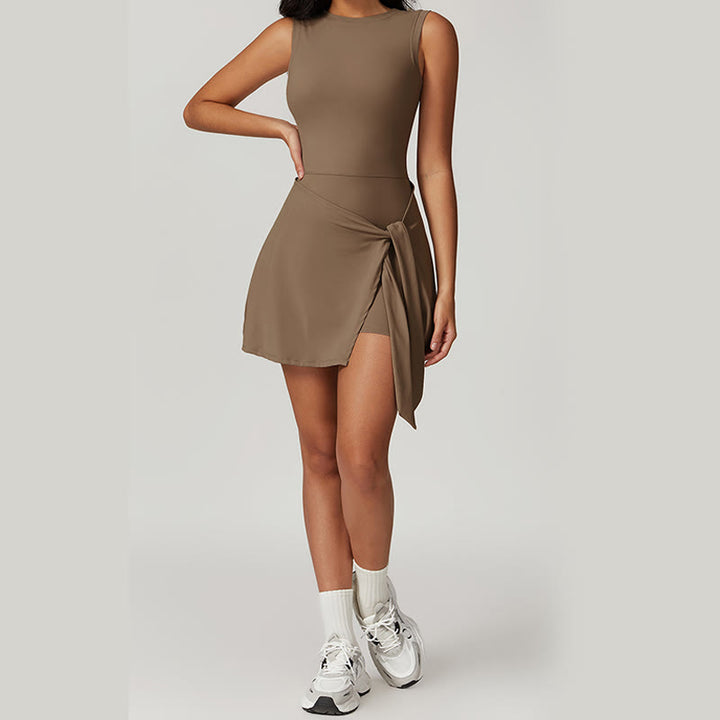 Buddha Stones Einfarbiges Sport-Tennis-Yoga-Schnürkleid für Damen - image 18