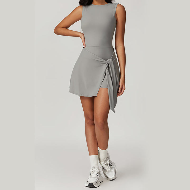 Buddha Stones Einfarbiges Sport-Tennis-Yoga-Schnürkleid für Damen