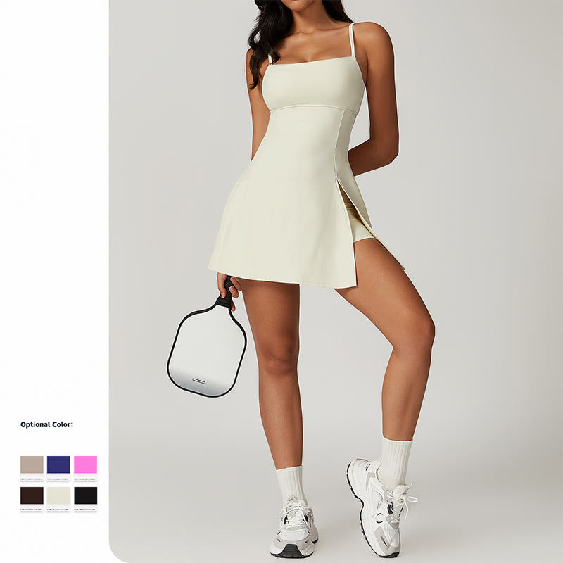 Buddha Stones Solides rückenfreies Tennis-Yoga-Sportkleid für Damen - image 8