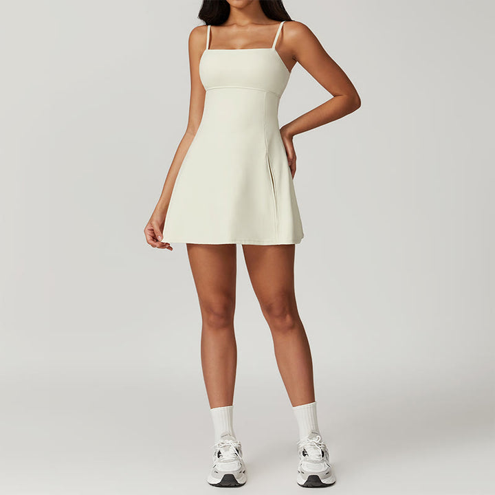 Buddha Stones Solides rückenfreies Tennis-Yoga-Sportkleid für Damen