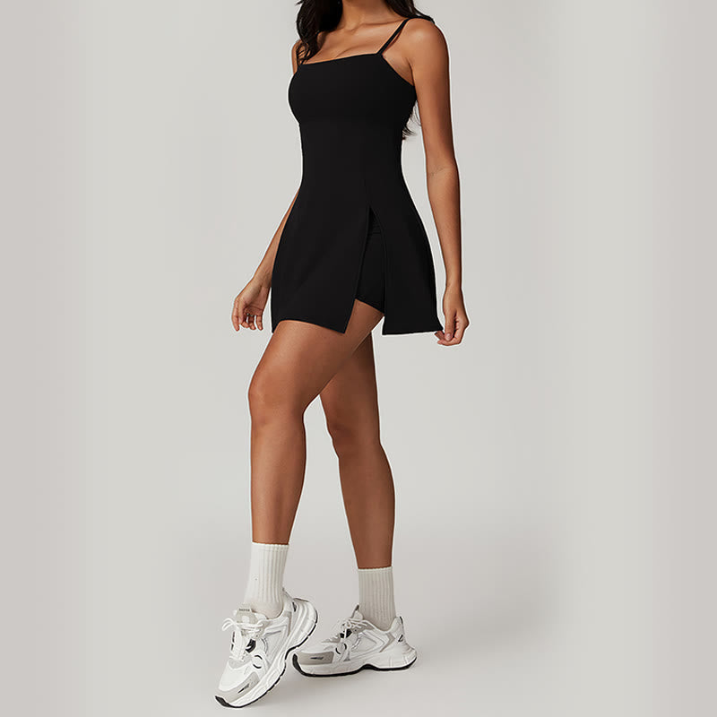 Buddha Stones Solides rückenfreies Tennis-Yoga-Sportkleid für Damen - image 13