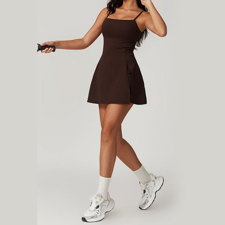 Buddha Stones Solides rückenfreies Tennis-Yoga-Sportkleid für Damen - image 20