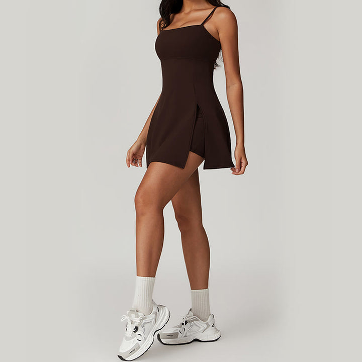 Buddha Stones Solides rückenfreies Tennis-Yoga-Sportkleid für Damen - image 21