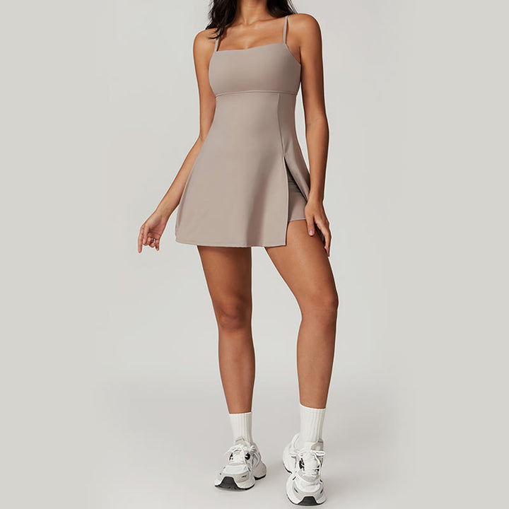 Buddha Stones Solides rückenfreies Tennis-Yoga-Sportkleid für Damen - image 28