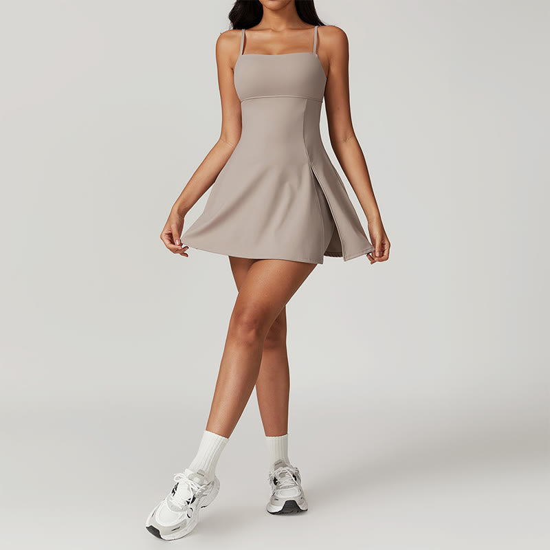 Buddha Stones Solides rückenfreies Tennis-Yoga-Sportkleid für Damen - image 27