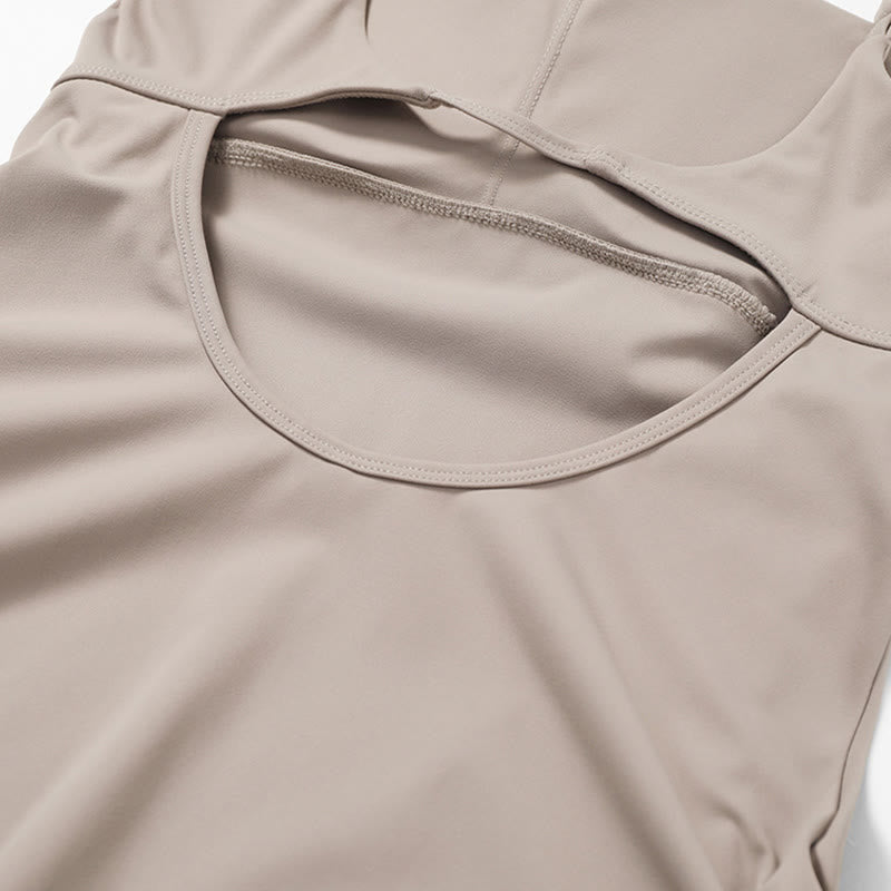 Buddha Stones Solides rückenfreies Tennis-Yoga-Sportkleid für Damen - image 33