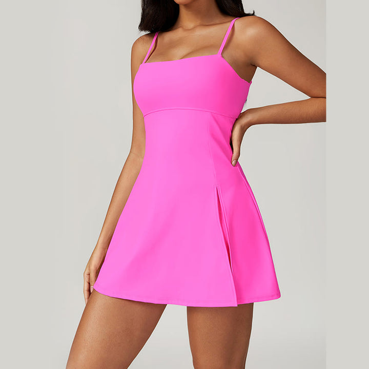 Buddha Stones Solides rückenfreies Tennis-Yoga-Sportkleid für Damen - HotPink - US8-10， UK/AU12-14，EU40-42 (XL)  - image 37