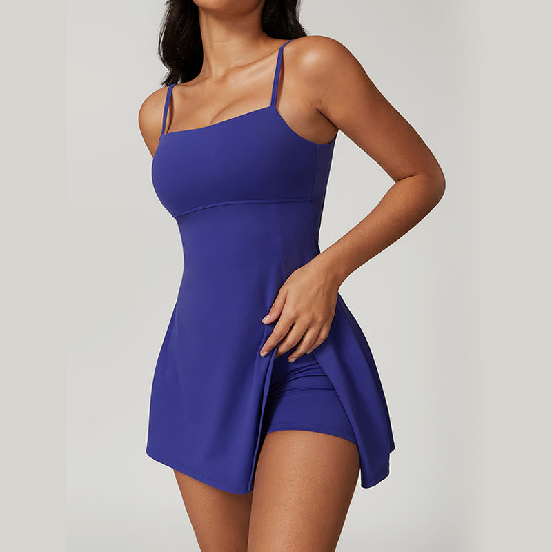 Buddha Stones Solides rückenfreies Tennis-Yoga-Sportkleid für Damen - image 46