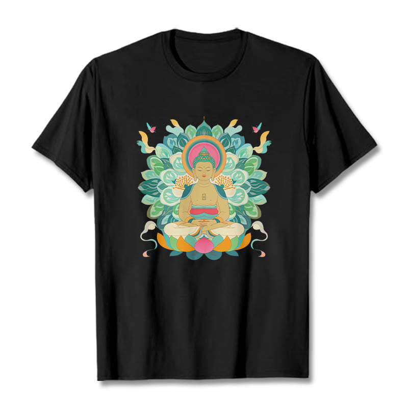 Buddha Stones Schmetterling Lotus Buddha-inspiriertes T-Shirt - Schwarz - 2XL - image 4
