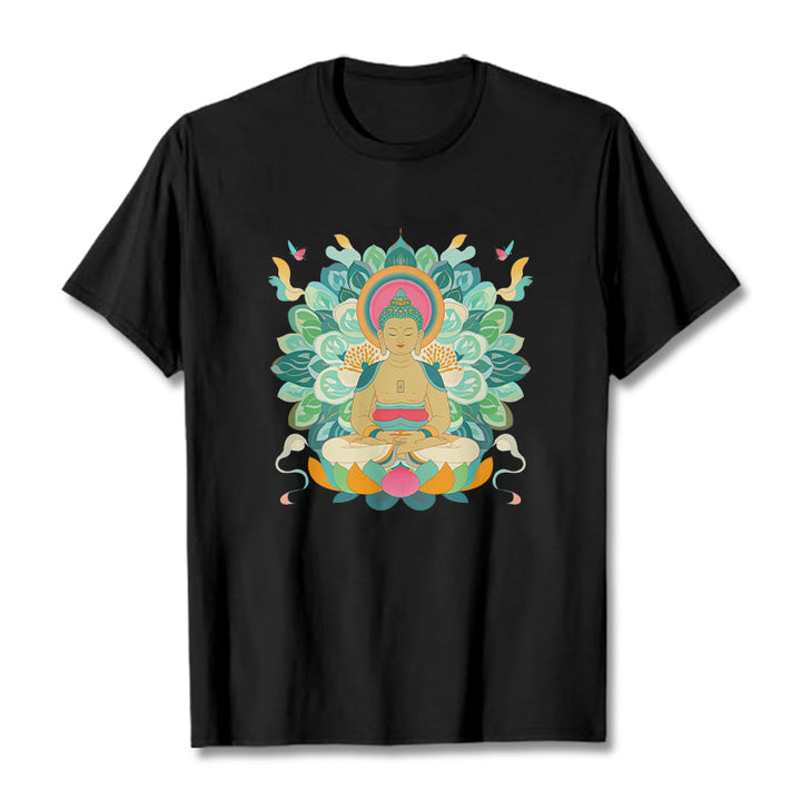 Buddha Stones Schmetterling Lotus Buddha-inspiriertes T-Shirt - Schwarz - 2XL - image 4