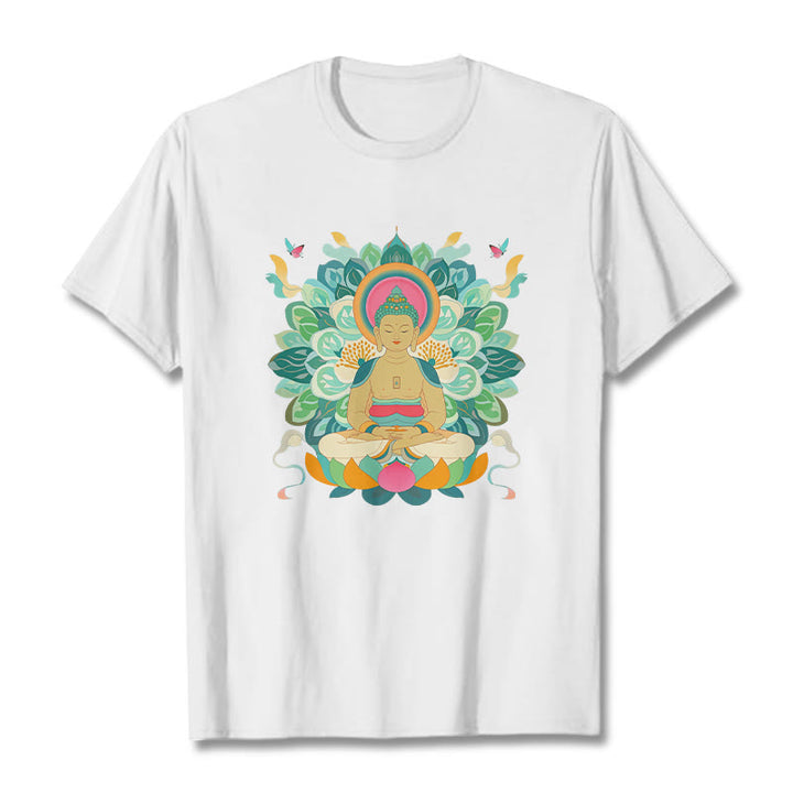 Buddha Stones Schmetterling Lotus Buddha-inspiriertes T-Shirt - Weiß - 2XL - image 0