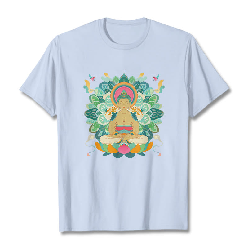 Buddha Stones Schmetterling Lotus Buddha-inspiriertes T-Shirt - Hellcyan - 2XL - image 17