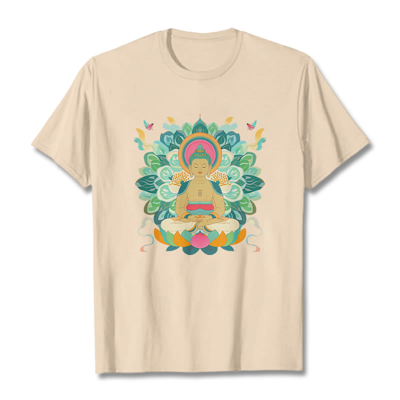 Buddha Stones Schmetterling Lotus Buddha-inspiriertes T-Shirt - Biskuit - 2XL - image 7