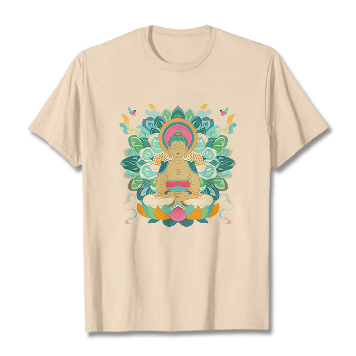 Buddha Stones Schmetterling Lotus Buddha-inspiriertes T-Shirt - Biskuit - 2XL - image 7