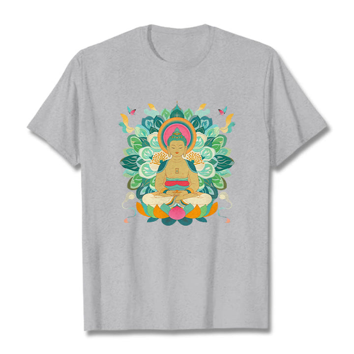 Buddha Stones Schmetterling Lotus Buddha-inspiriertes T-Shirt - Hellgrau - 2XL - image 18