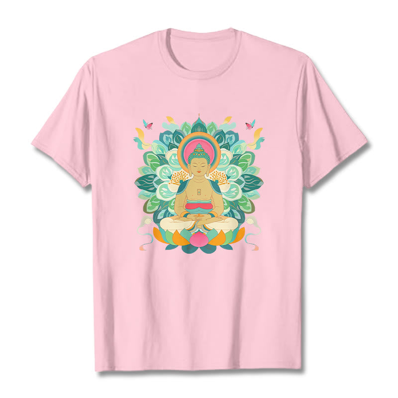 Buddha Stones Schmetterling Lotus Buddha-inspiriertes T-Shirt - Hellrosa - 2XL - image 12