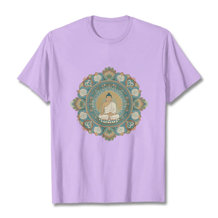 Buddha Stones Mandala-Blumen-Buddha-T-Shirt - Pflaume - 2XL - image 15
