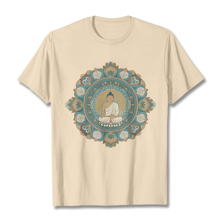 Buddha Stones Mandala-Blumen-Buddha-T-Shirt - Biskuit - 2XL - image 9