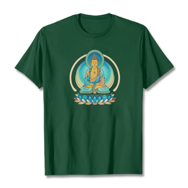 Buddha Stones Lotus Buddha T-Shirt - Waldgrün - 2XL - image 9