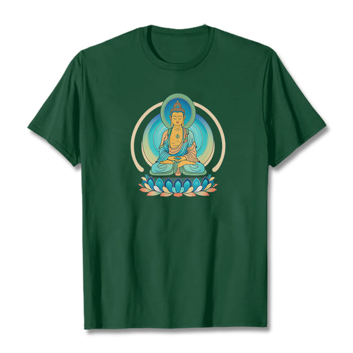 Buddha Stones Lotus Buddha T-Shirt - Waldgrün - 2XL - image 9