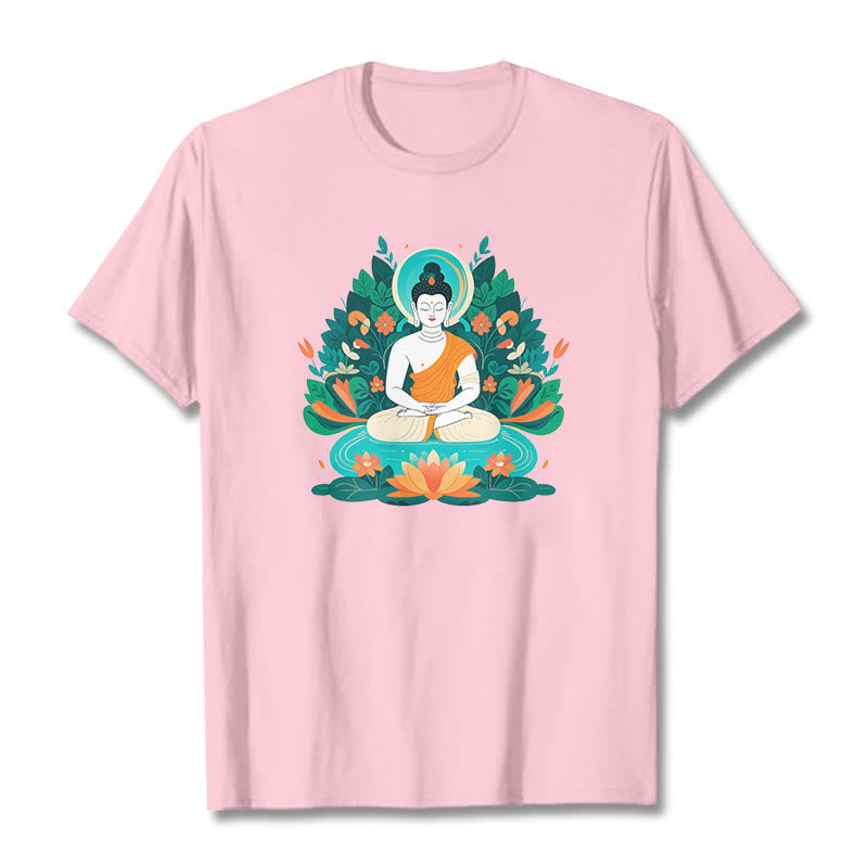 Buddha Stones Blume Gras Lotus Bodhisattva Tee T-shirt - Hellrosa - 2XL - image 11
