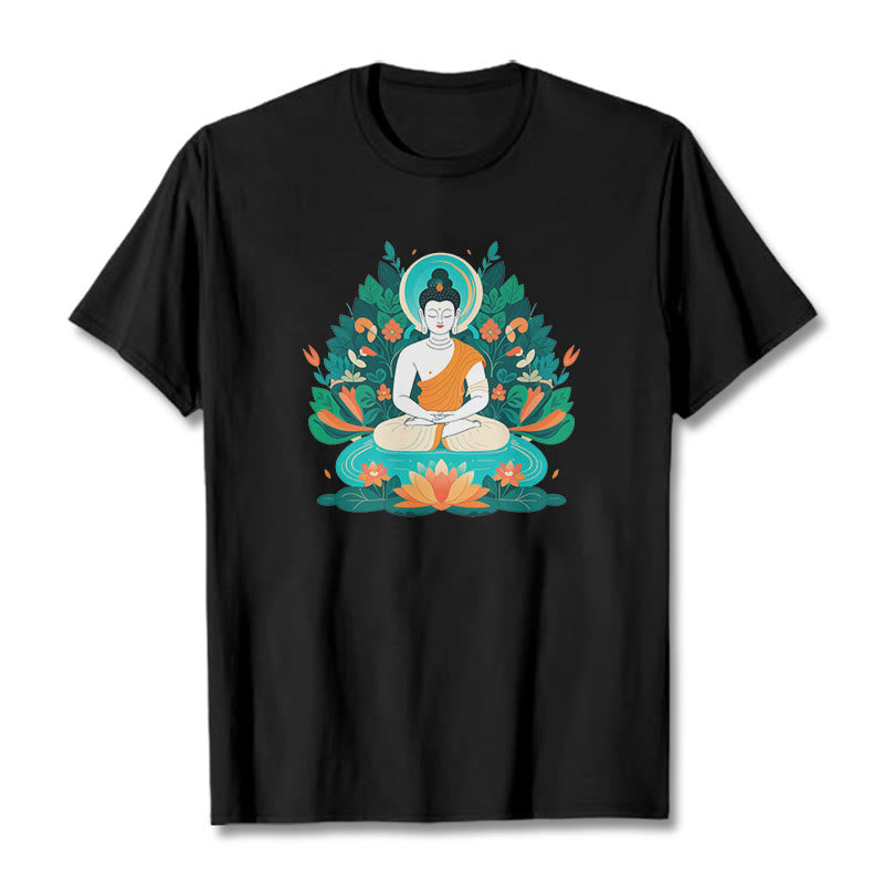 Buddha Stones Blume Gras Lotus Bodhisattva Tee T-shirt - Schwarz - 2XL - image 5