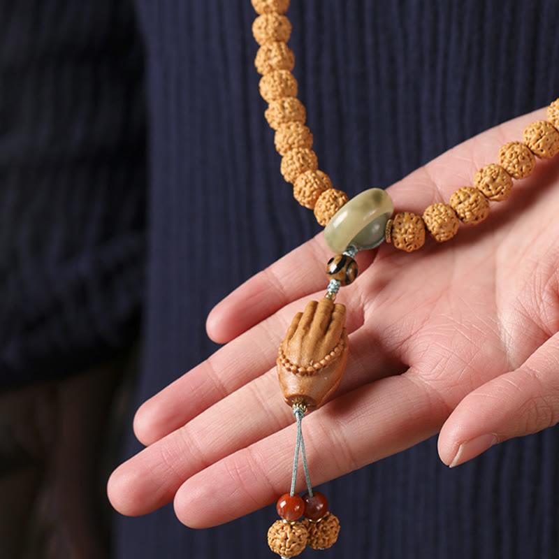 Buddha Stones Bodhisamen Dreiäugige Dzi-Perle Buddha-Hand-Amulett Wohlstandsarmband